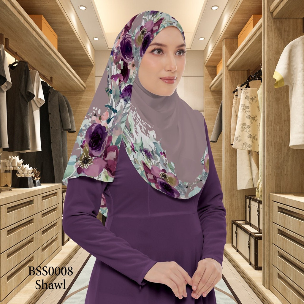 Tudung Shawl in BSS0008 (Standard 1.8m x 0.7m, Chiffon Babydoll, Tak Tambah Nama, Taknak Giftcard)