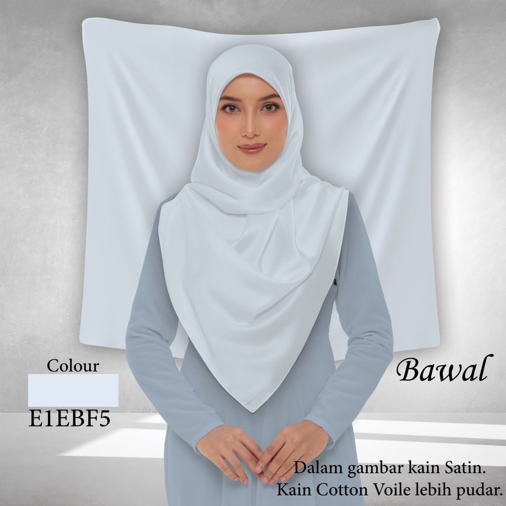 Bawal Plain E1EBF5 (Cotton Voile Premium, Taknak Curve, Taknak Border, Bidang 40" (Kids), Bawal Biasa (No Awning), Tak Tambah Nama, Taknak Giftcard)