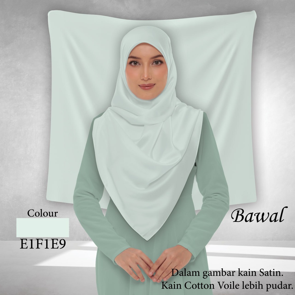 Bawal Plain E1F1E9 (Cotton Voile Premium, Taknak Curve, Taknak Border, Bidang 40" (Kids), Bawal Biasa (No Awning), Tak Tambah Nama, Taknak Giftcard)