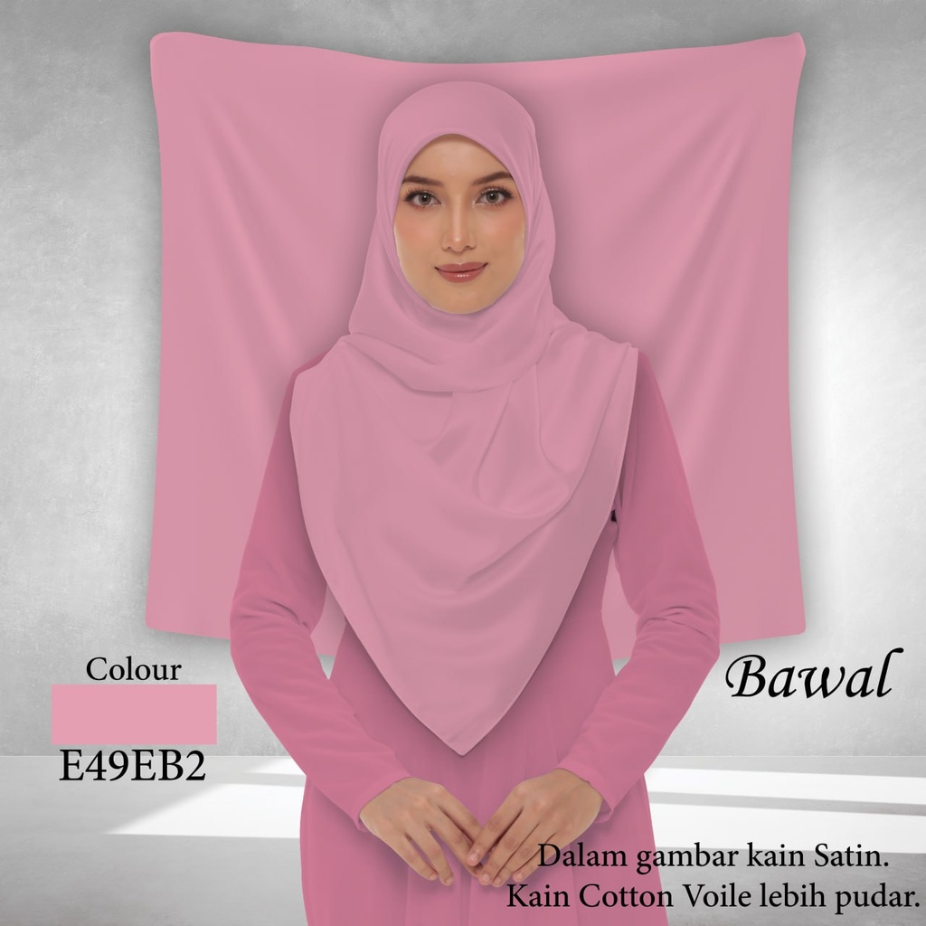 Bawal Plain E49EB2 (Cotton Voile Premium, Taknak Curve, Taknak Border, Bidang 40" (Kids), Bawal Biasa (No Awning), Tak Tambah Nama, Taknak Giftcard)