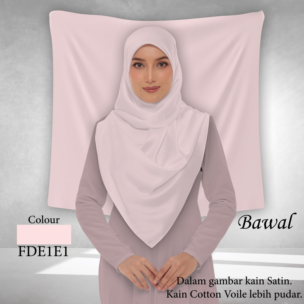 Bawal Plain FDE1E1 (Cotton Voile Premium, Taknak Curve, Taknak Border, Bidang 40" (Kids), Bawal Biasa (No Awning), Tak Tambah Nama, Taknak Giftcard)