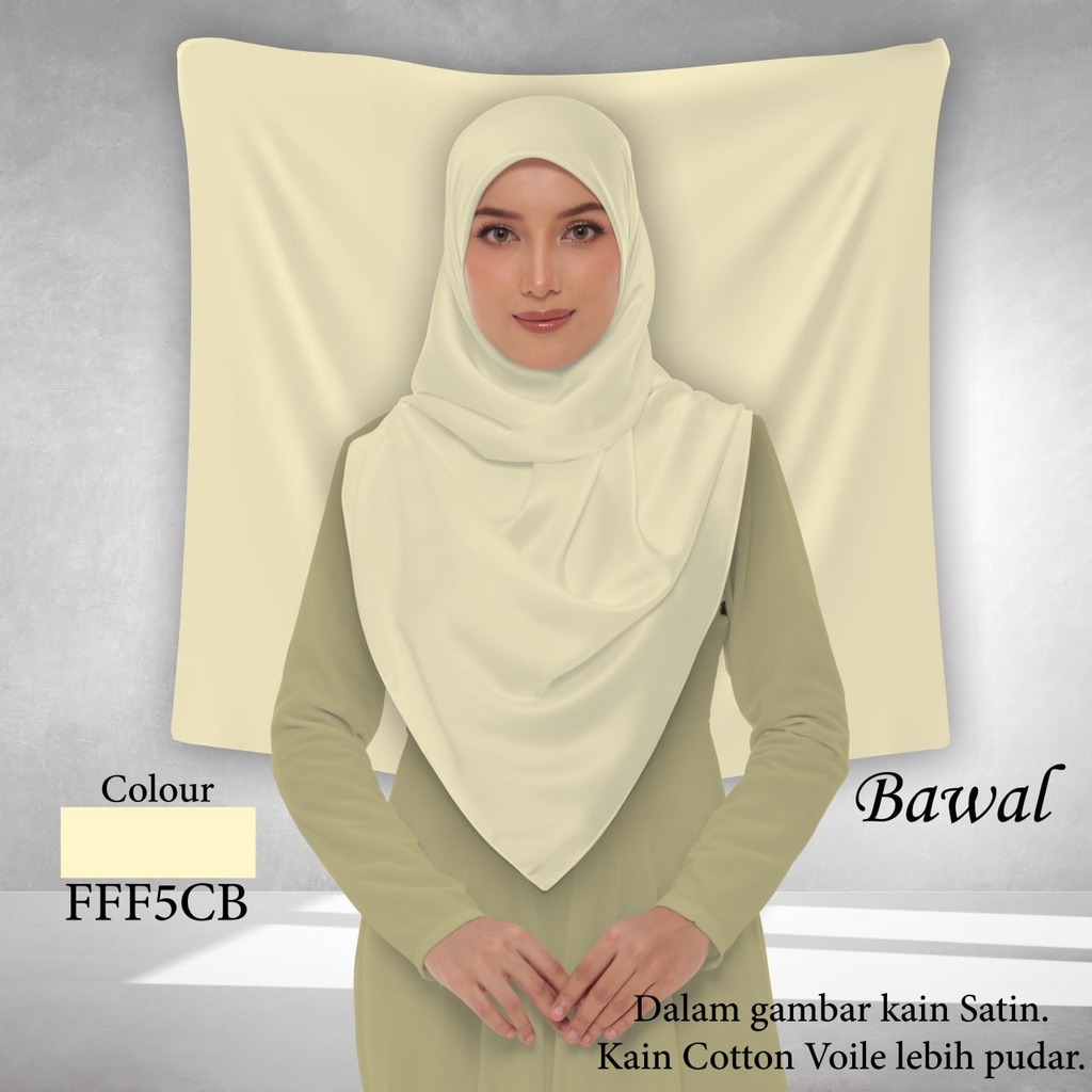 Bawal Plain FFF5CB (Cotton Voile Premium, Taknak Curve, Taknak Border, Bidang 40" (Kids), Bawal Biasa (No Awning), Tak Tambah Nama, Taknak Giftcard)