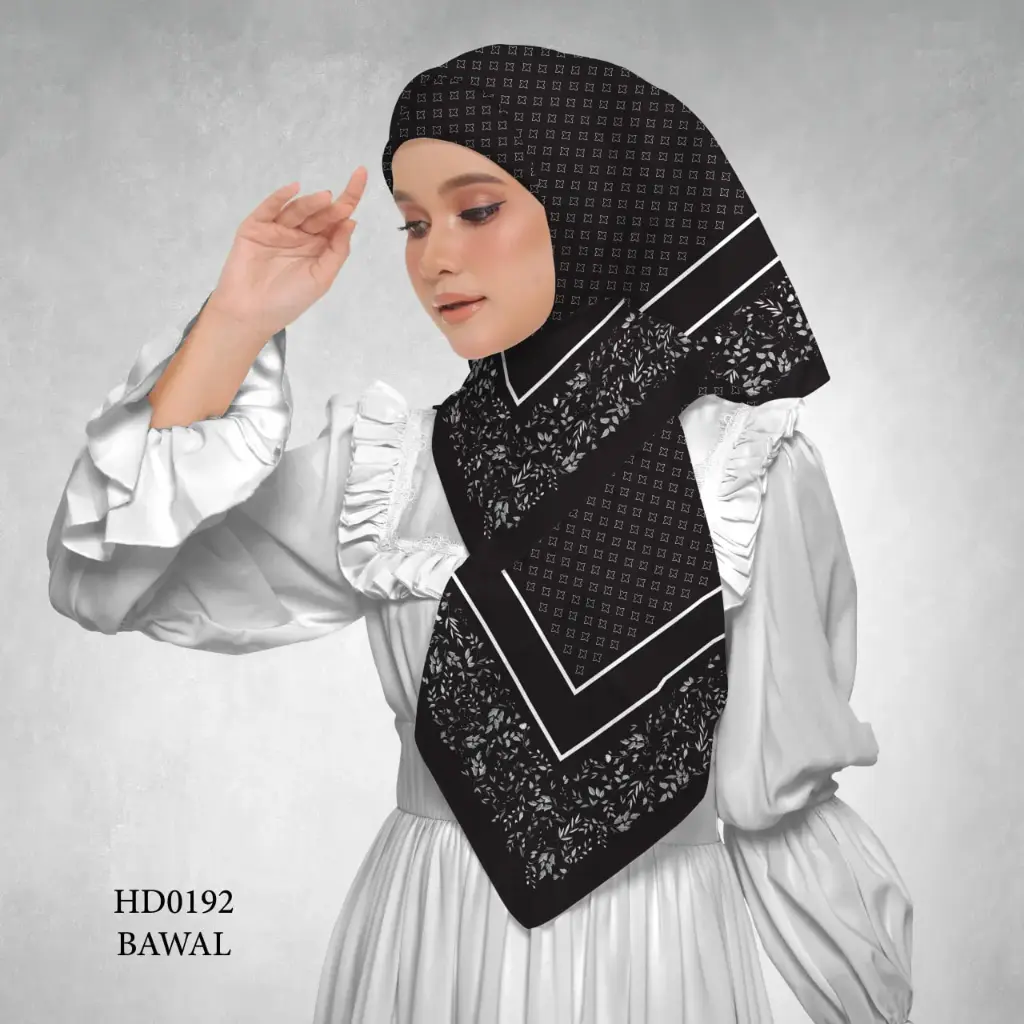 Afia Series in Black (HD0192) (Cotton Voile Premium, Bidang 40" (Kids), Bawal Biasa (No Awning), Tak Tambah Nama, Taknak Giftcard)
