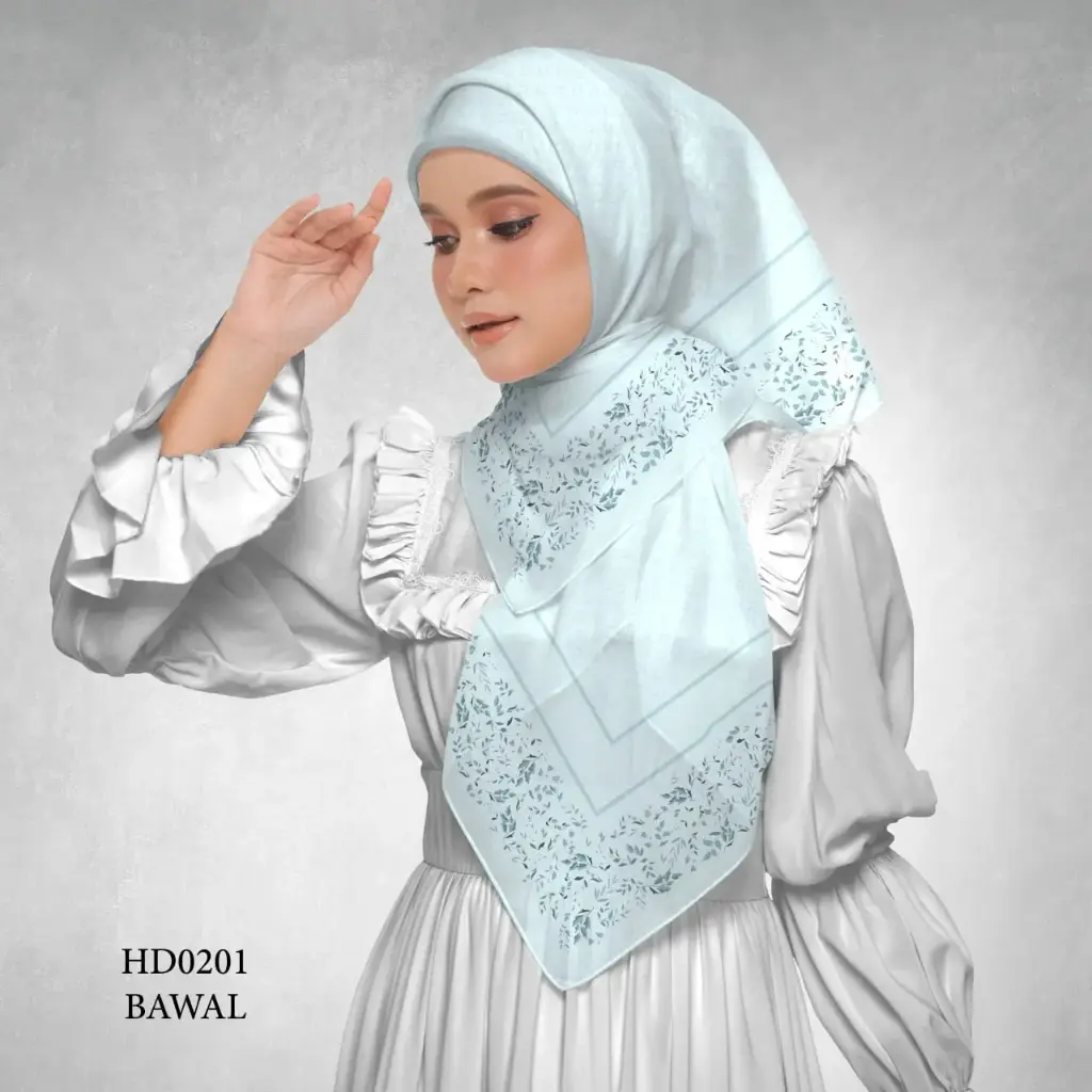Afia Series in Sky Blue (HD0201) (Cotton Voile Premium, Bidang 40" (Kids), Bawal Biasa (No Awning), Tak Tambah Nama, Taknak Giftcard)