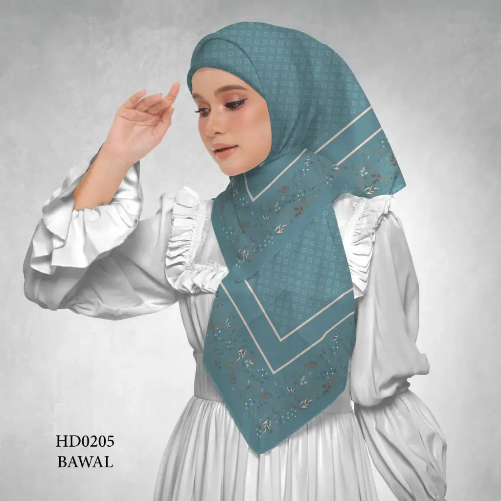 Afia Series in Turqoise (HD0205) (Cotton Voile Premium, Bidang 40" (Kids), Bawal Biasa (No Awning), Tak Tambah Nama, Taknak Giftcard)