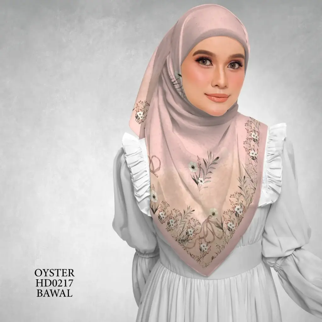 Magnolia Series in Pink (HD0217) (Cotton Voile Premium, Bidang 40" (Kids), Bawal Biasa (No Awning), Tak Tambah Nama, Taknak Giftcard)