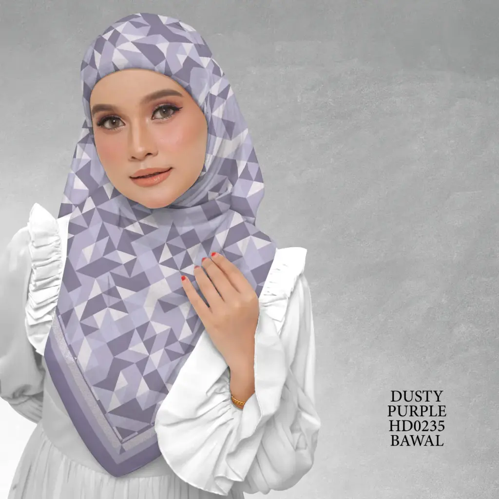 Atelier Series in Dusty Purple (HD0235) (Cotton Voile Premium, Bidang 40" (Kids), Bawal Biasa (No Awning), Tak Tambah Nama, Taknak Giftcard)
