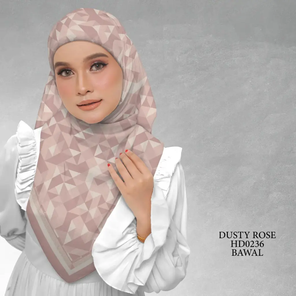 Atelier Series in Dusty Rose (HD0236) (Cotton Voile Premium, Bidang 40" (Kids), Bawal Biasa (No Awning), Tak Tambah Nama, Taknak Giftcard)