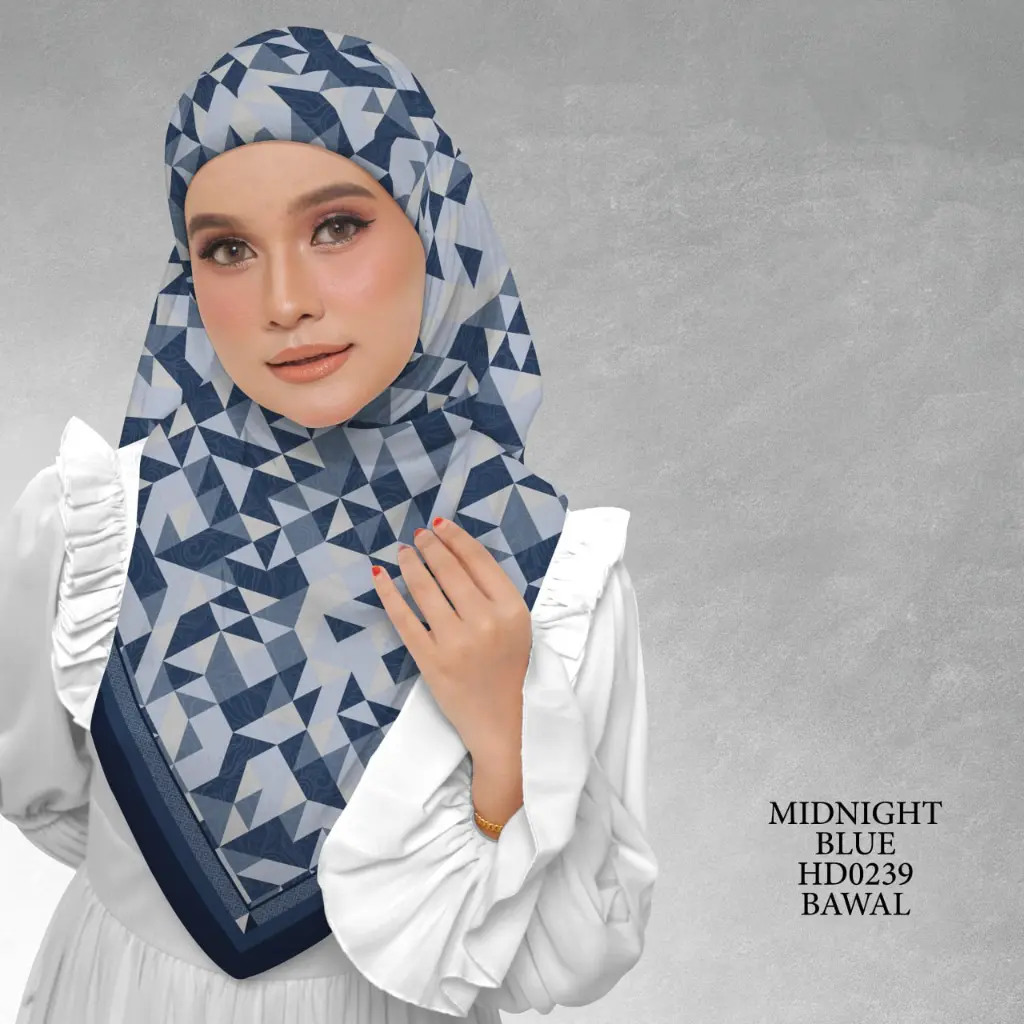Atelier Series in Midnight Blue (HD0239) (Cotton Voile Premium, Bidang 40" (Kids), Bawal Biasa (No Awning), Tak Tambah Nama, Taknak Giftcard)