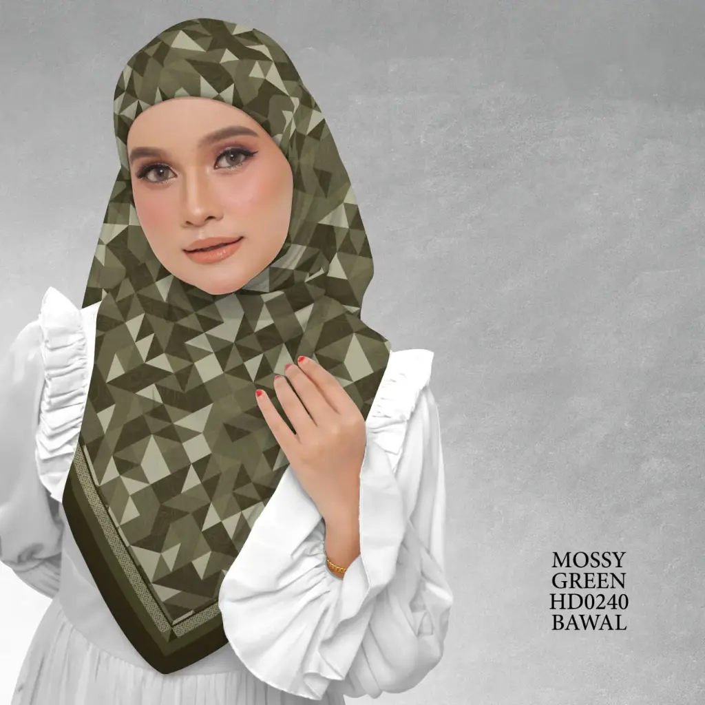Atelier Series in Mossy Green (HD0240) (Cotton Voile Premium, Bidang 40" (Kids), Bawal Biasa (No Awning), Tak Tambah Nama, Taknak Giftcard)