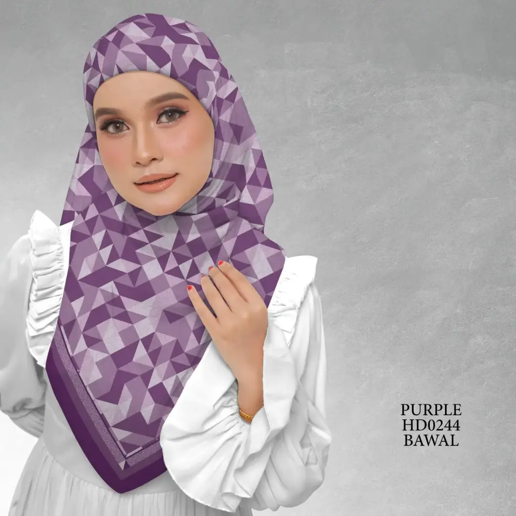 Atelier Series in Purple (HD0244) (Cotton Voile Premium, Bidang 40" (Kids), Bawal Biasa (No Awning), Tak Tambah Nama, Taknak Giftcard)