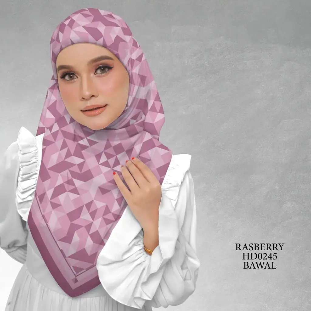 Atelier Series in Raspberry (HD0245) (Cotton Voile Premium, Bidang 40" (Kids), Bawal Biasa (No Awning), Tak Tambah Nama, Taknak Giftcard)