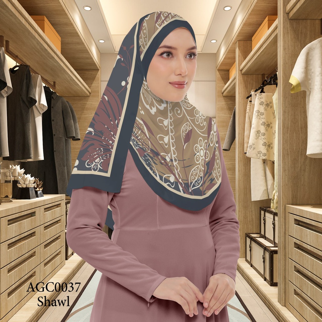 Tudung Shawl in AGC0037 (Standard 1.8m x 0.7m, Cotton Voile Premium, Tak Tambah Nama, Taknak Giftcard)