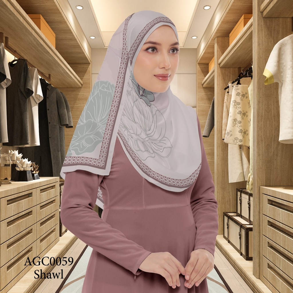 Tudung Shawl in AGC0059 (Standard 1.8m x 0.7m, Cotton Voile Premium, Tak Tambah Nama, Taknak Giftcard)