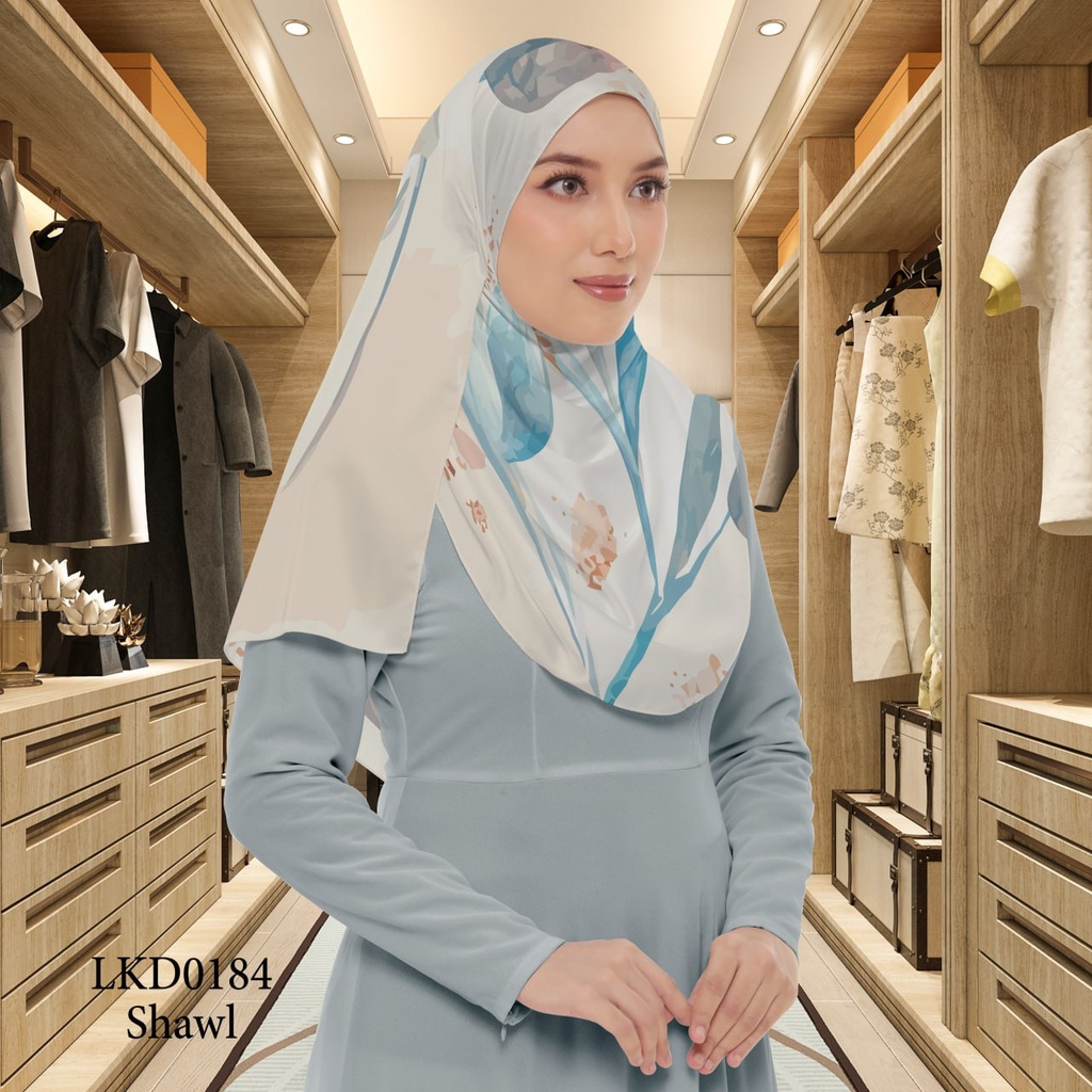 Tudung Shawl in LKD0184 (Standard 1.8m x 0.7m, Cotton Voile Premium, Tak Tambah Nama, Taknak Giftcard)
